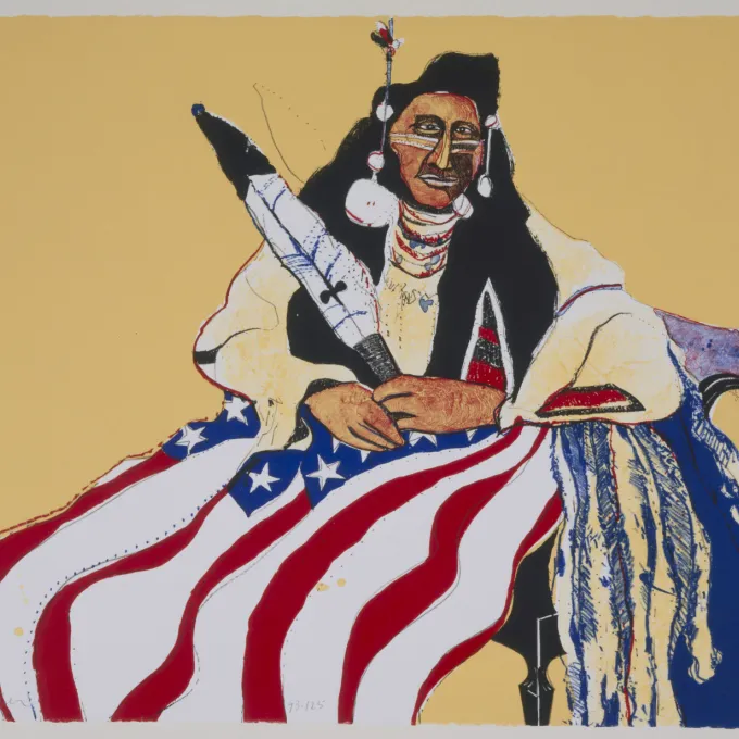 Bicentennial Indian, from the “Spirit of Independence: Kent Bicentennial Portfolio” by Fritz Scholder